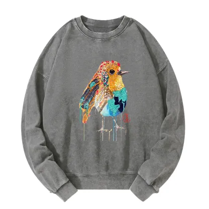 Tokyo-Tiger Sparkly Wild Bird Washed Sweatshirt