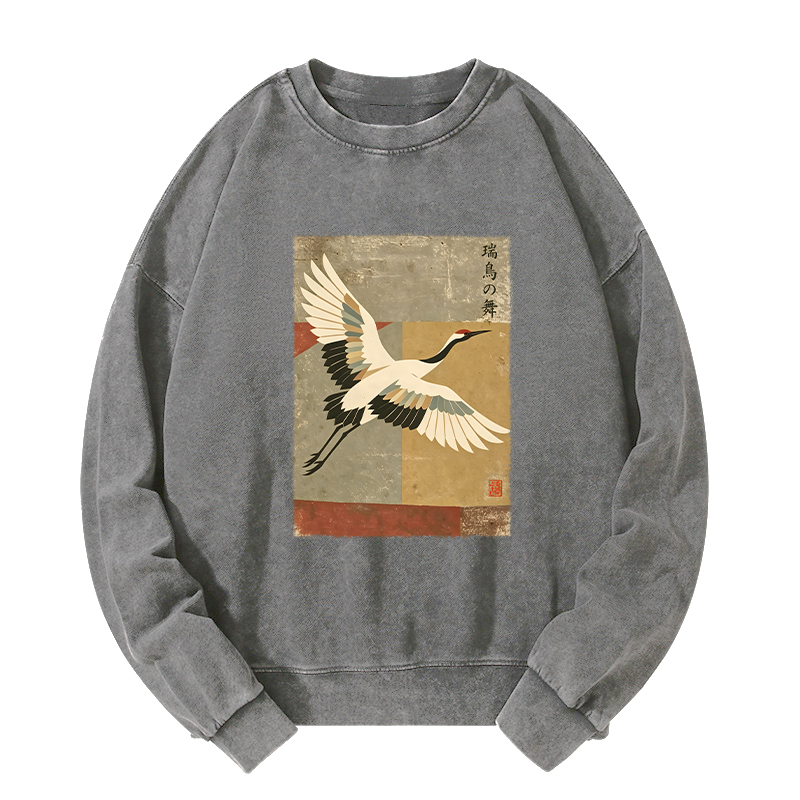 Tokyo-Tiger Crane Spirit Washed Sweatshirt