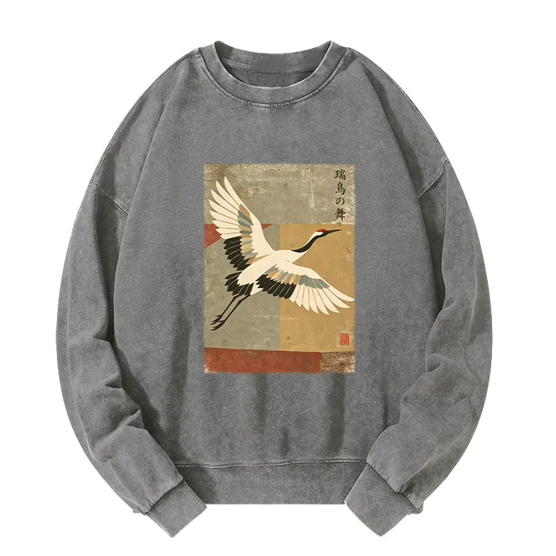 Tokyo-Tiger Crane Spirit Washed Sweatshirt