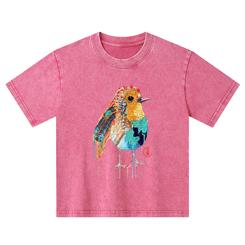 Tokyo-Tiger Sparkly Wild Bird Kids Washed T-Shirt
