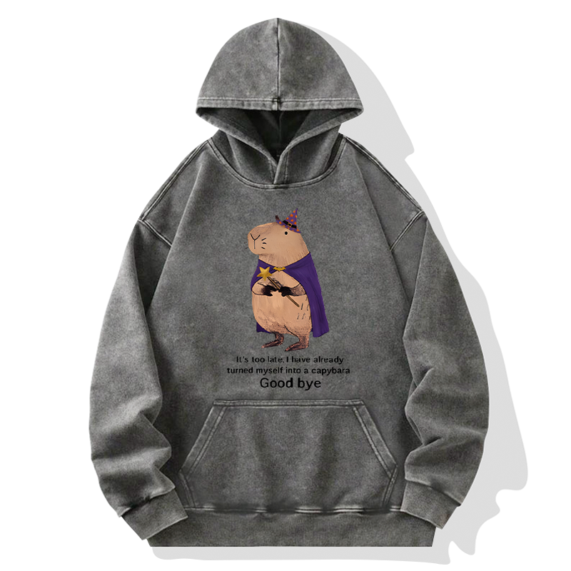 Tokyo-Tiger Funny Wizard Capybara Washed Hoodie
