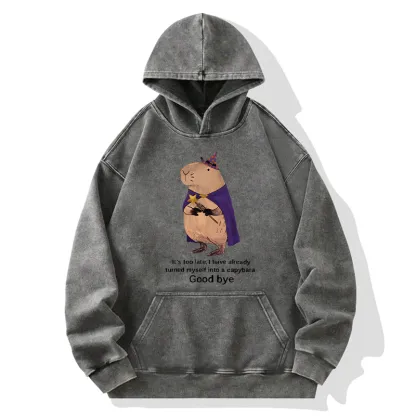 Tokyo-Tiger Funny Wizard Capybara Washed Hoodie