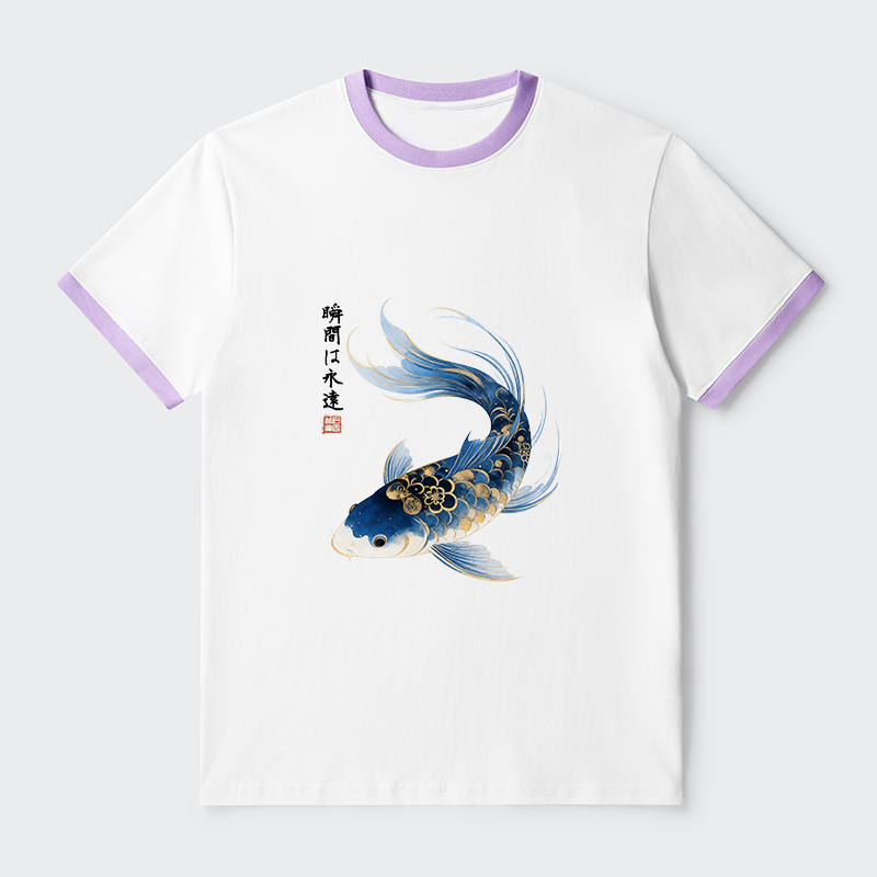 Tokyo-Tiger Elegant Koi Fish Watercolor Art Trim T-Shirt