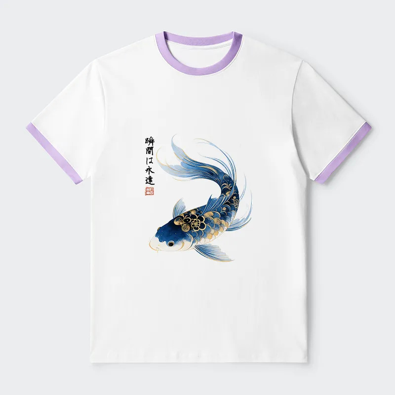 Tokyo-Tiger Elegant Koi Fish Watercolor Art Trim T-Shirt