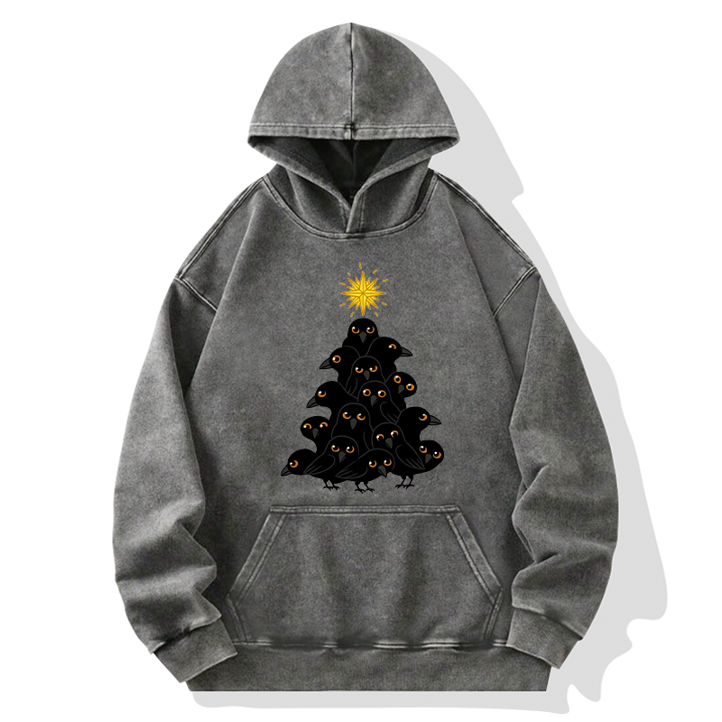 Tokyo-Tiger Crow Christmas Tree Washed Hoodie