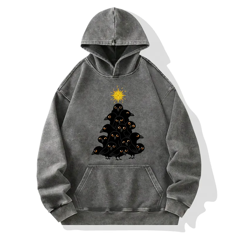Tokyo-Tiger Crow Christmas Tree Washed Hoodie