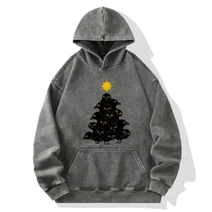 Tokyo-Tiger Crow Christmas Tree Washed Hoodie