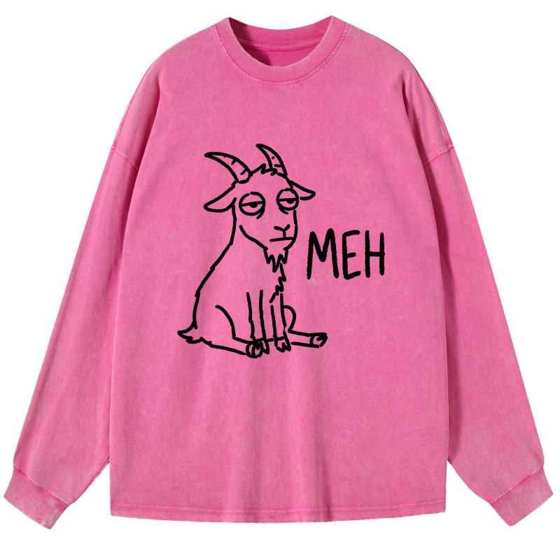 Tokyo-Tiger Funny Goat Meme Washed Long Sleeve T-Shirt