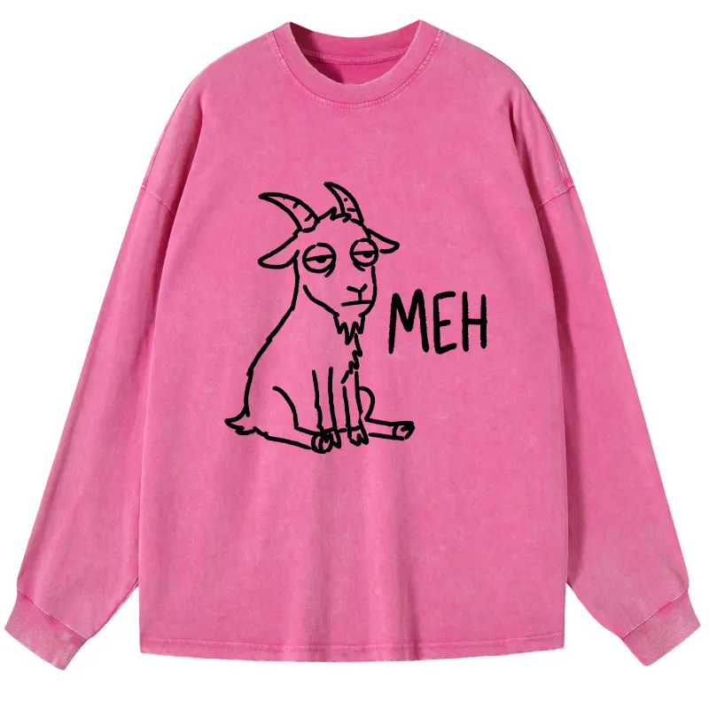 Tokyo-Tiger Funny Goat Meme Washed Long Sleeve T-Shirt