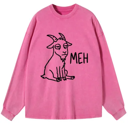Tokyo-Tiger Funny Goat Meme Washed Long Sleeve T-Shirt