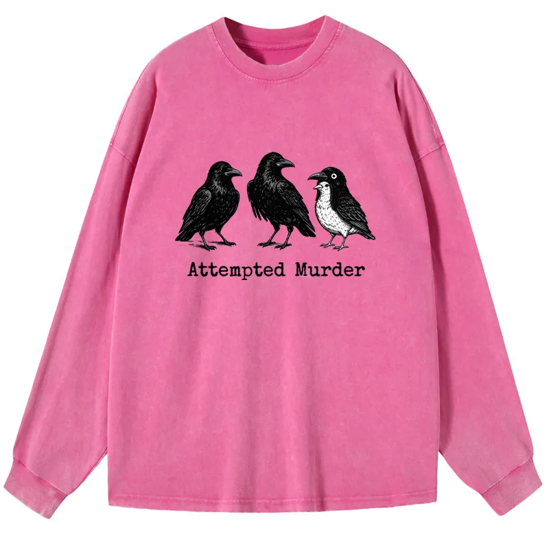 Tokyo-Tiger Attempted Murder Funny Washed Long Sleeve T-Shirt