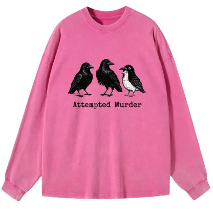 Tokyo-Tiger Attempted Murder Funny Washed Long Sleeve T-Shirt