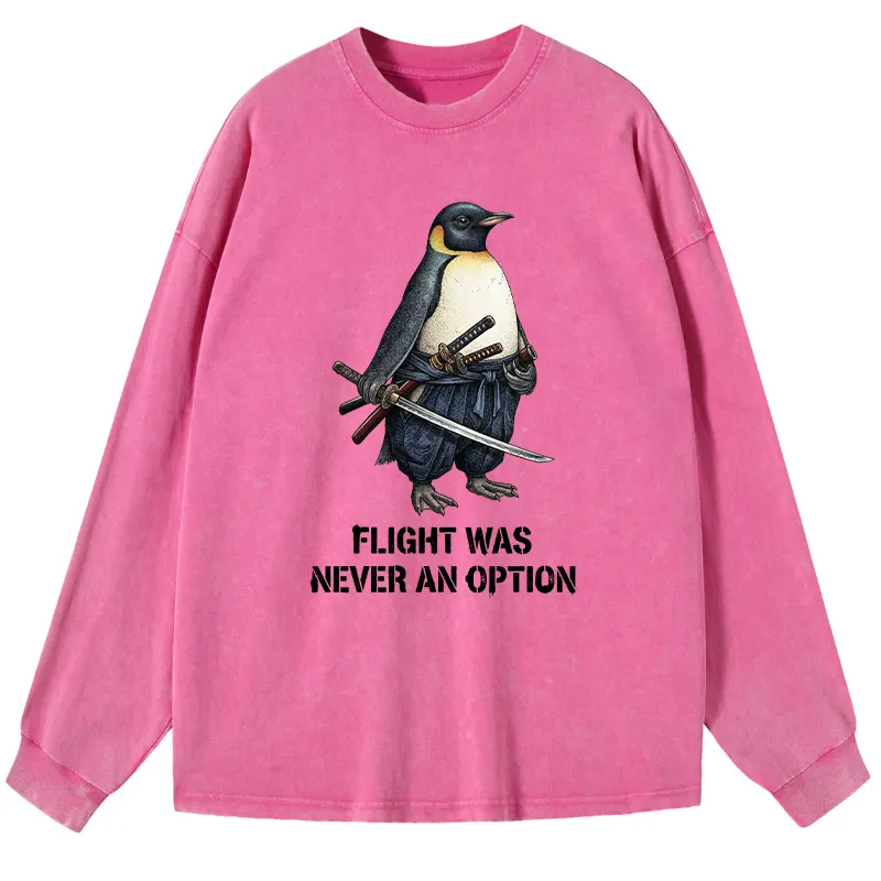 Tokyo-Tiger Funny Warrior Penguin With Sword Meme Washed Long Sleeve T-Shirt