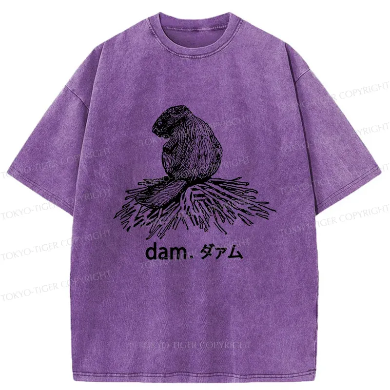 Tokyo-Tiger Otter Builds Dam Washed T-Shirt