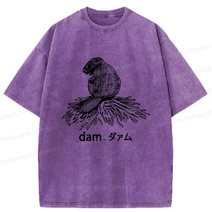 Tokyo-Tiger Otter Builds Dam Washed T-Shirt