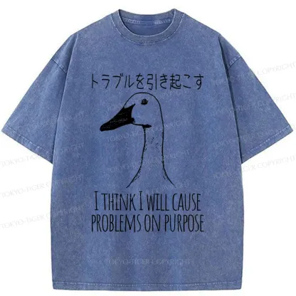 Tokyo-Tiger Silly Goose Funny Washed T-Shirt
