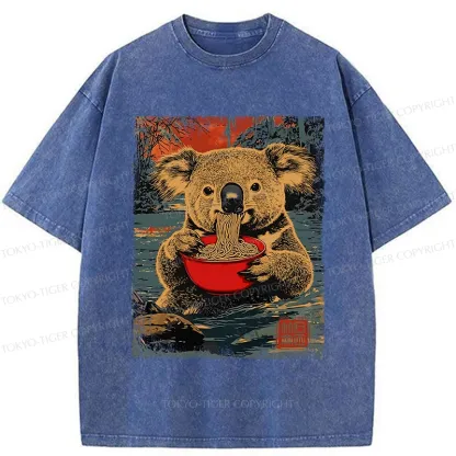 Tokyo-Tiger Ramen Lover Koala Washed T-Shirt