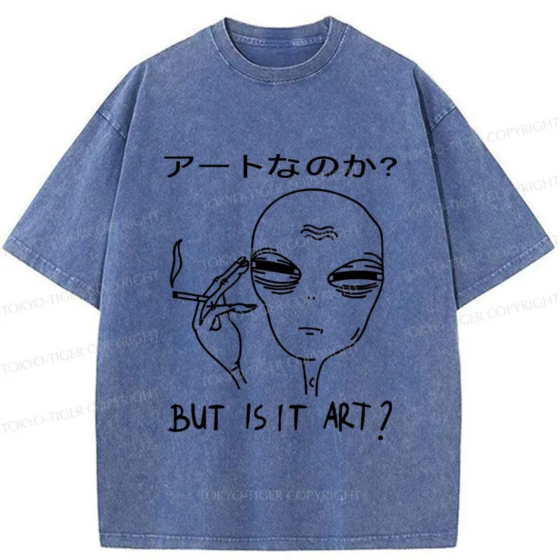 Tokyo-Tiger Alien Irony Funny Washed T-Shirt