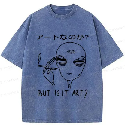 Tokyo-Tiger Alien Irony Funny Washed T-Shirt