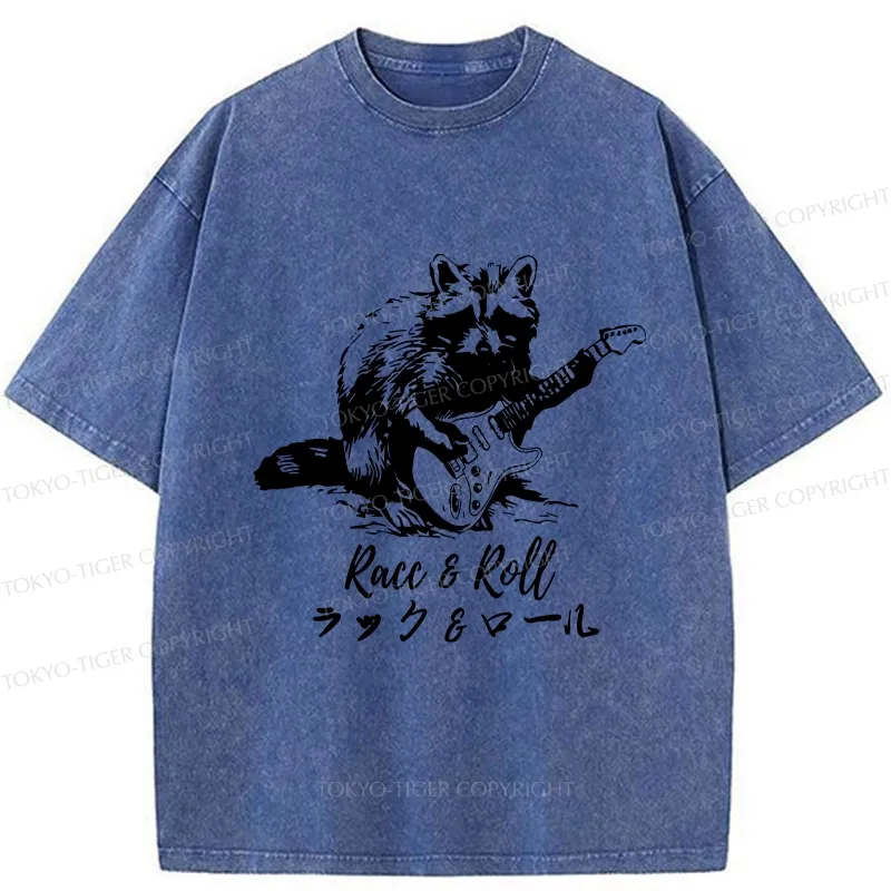 Tokyo-Tiger Funny Racc & Roll Washed T-Shirt