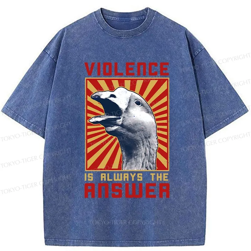 Tokyo-Tiger Violence Is Always The Answer Washed T-Shirt