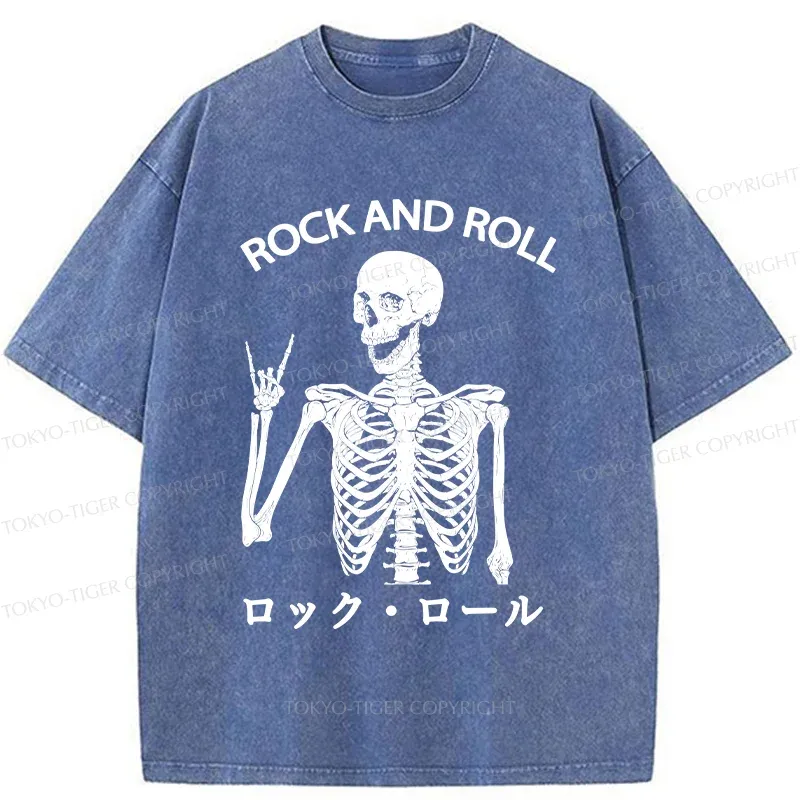Tokyo-Tiger Rock Skull Washed T-Shirt