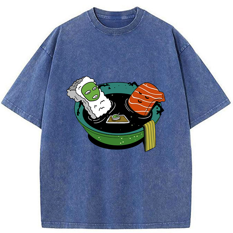 Tokyo-Tiger Soy Sauce Bath Sushi Washed T-Shirt