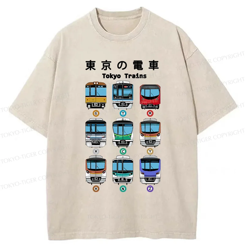Tokyo-Tiger Tokyo Train Japan Washed T-Shirt