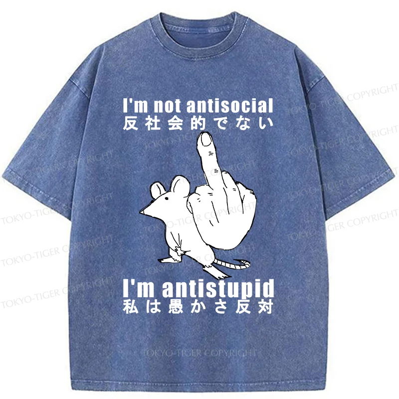 Tokyo-Tiger Anti-stupid Mouse Washed T-Shirt