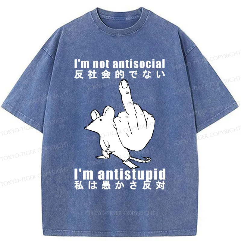 Tokyo-Tiger Anti-stupid Mouse Washed T-Shirt