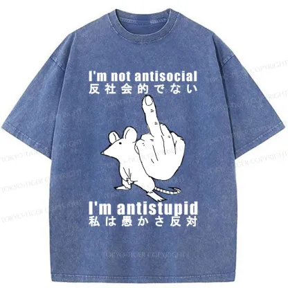 Tokyo-Tiger Anti-stupid Mouse Washed T-Shirt