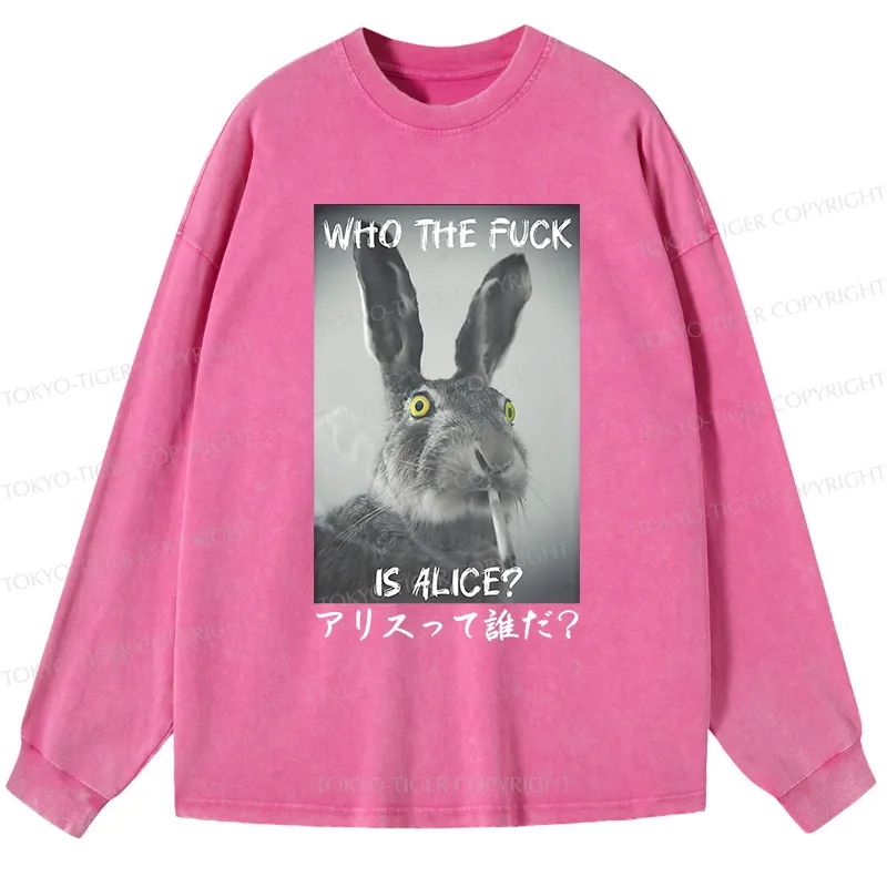 Tokyo-Tiger Who Is Alice? Washed Long Sleeve T-Shirt