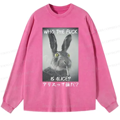 Tokyo-Tiger Who Is Alice? Washed Long Sleeve T-Shirt
