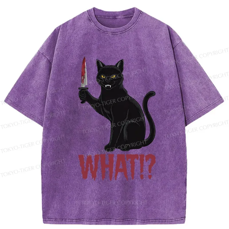Tokyo-Tiger Fierce Black Cat Washed T-Shirt