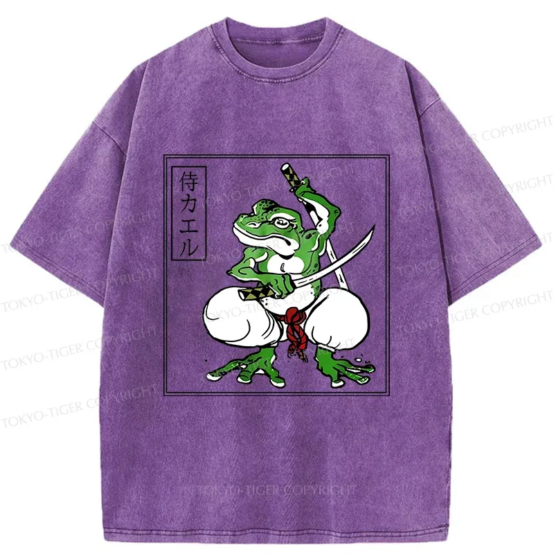 Tokyo-Tiger Retro Frog Samurai Washed T-Shirt