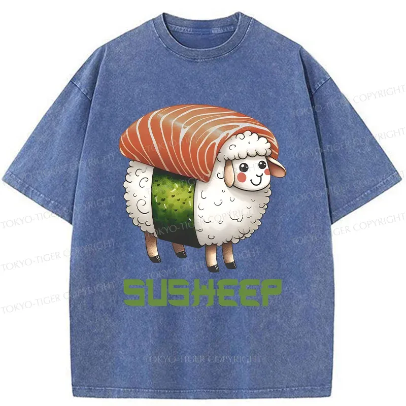 Tokyo-Tiger Susheep Funny Washed T-Shirt