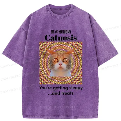 Tokyo-Tiger Hypnotist Cat Washed T-Shirt
