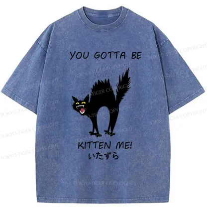 Tokyo-Tiger Cat Being Teased Washed T-Shirt