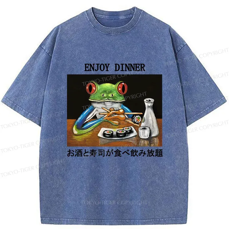Tokyo-Tiger Enjoy Dinner Washed T-Shirt