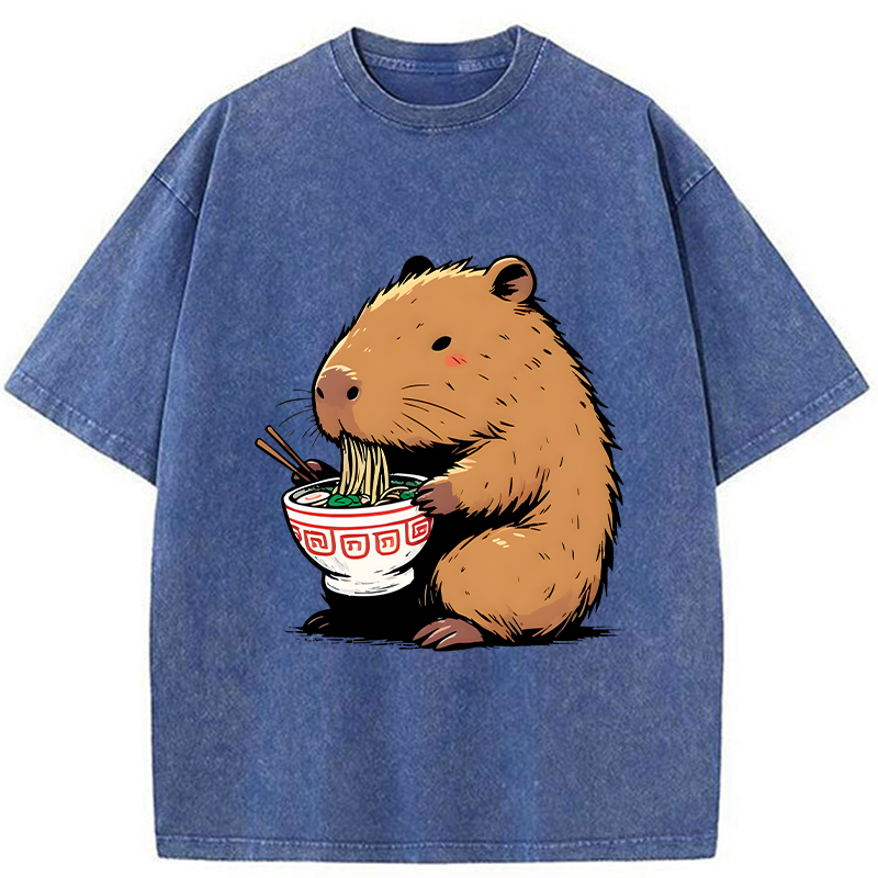 Tokyo-Tiger Ramen Lover Capybara Washed T-Shirt