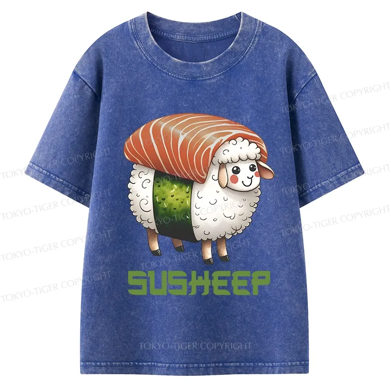 Tokyo-Tiger Susheep Funny Kids Washed T-Shirt