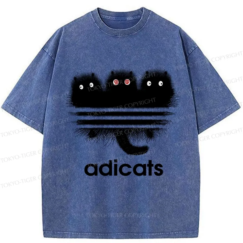 Tokyo-Tiger Funny Adicats Washed T-Shirt