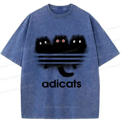 Tokyo-Tiger Funny Adicats Washed T-Shirt