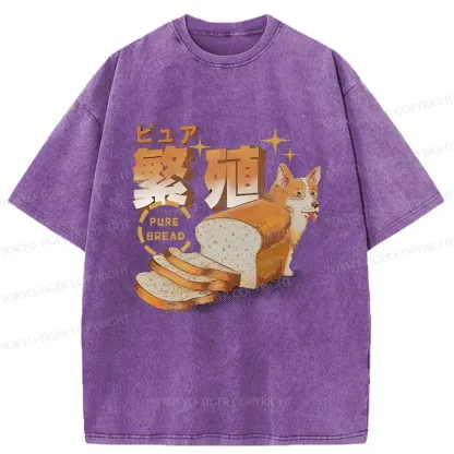 Tokyo-Tiger Pure Bread Dog Funny Washed T-Shirt