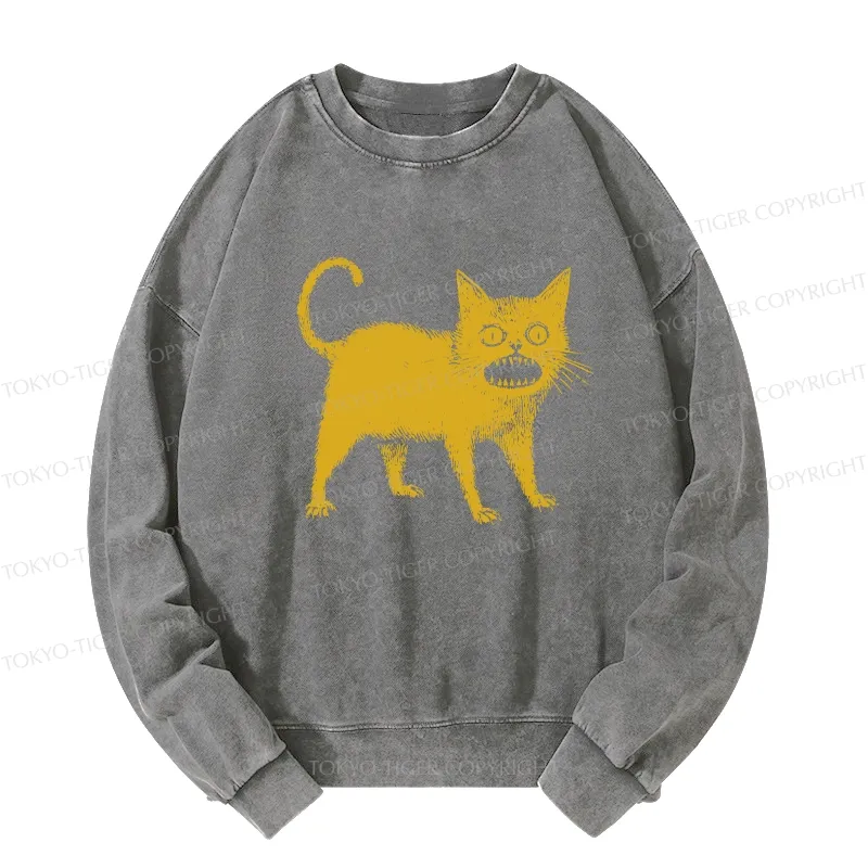 Tokyo-Tiger Horrible Japanese Cat Washed Sweatshirt