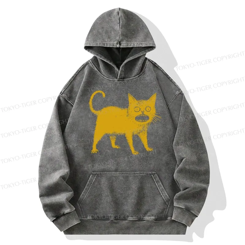 Tokyo-Tiger Horrible Japanese Cat Washed Hoodie