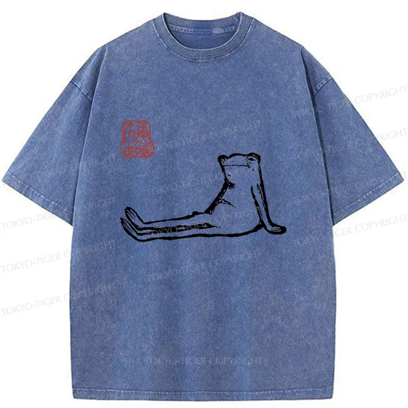 Tokyo-Tiger Resting Frog Washed T-Shirt