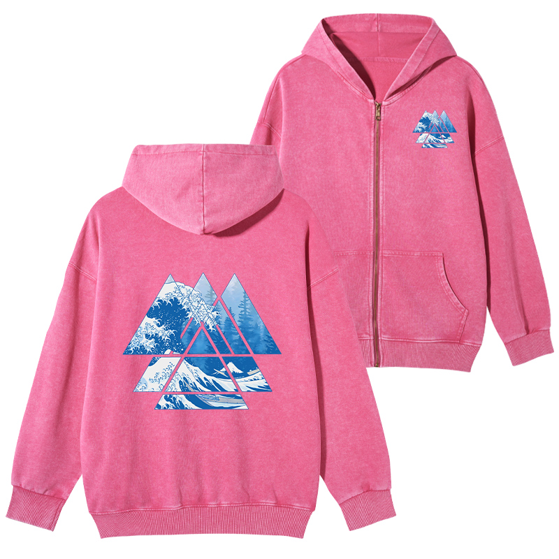 Tokyo-Tiger The Great Wave Washed Zip Hoodie
