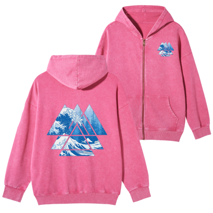 Tokyo-Tiger The Great Wave Washed Zip Hoodie