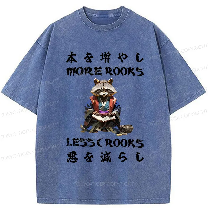 Tokyo-Tiger More Books Less Crooks Washed T-Shirt